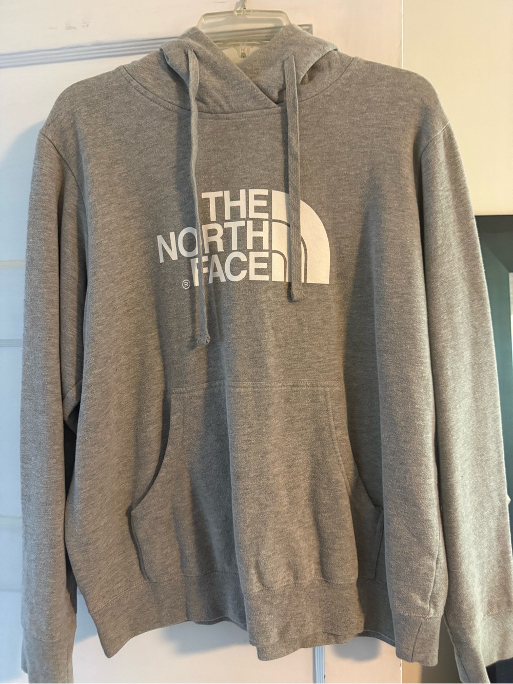 The North Face Gray Pullover Hoodie with White Logo